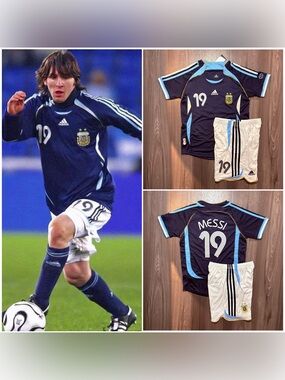 Messi #19 Argentina 2006 Away RETRO Kids Jersey Kit